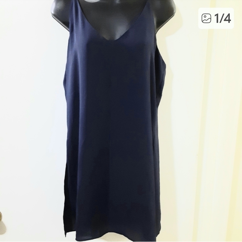 Violet + Claire Dress Medium Navy Slip Dress Cami Tunic Minimalist Chic M